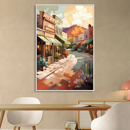 Bisbee Historic Streetscape Sitting Room - White Canvas Wall Art