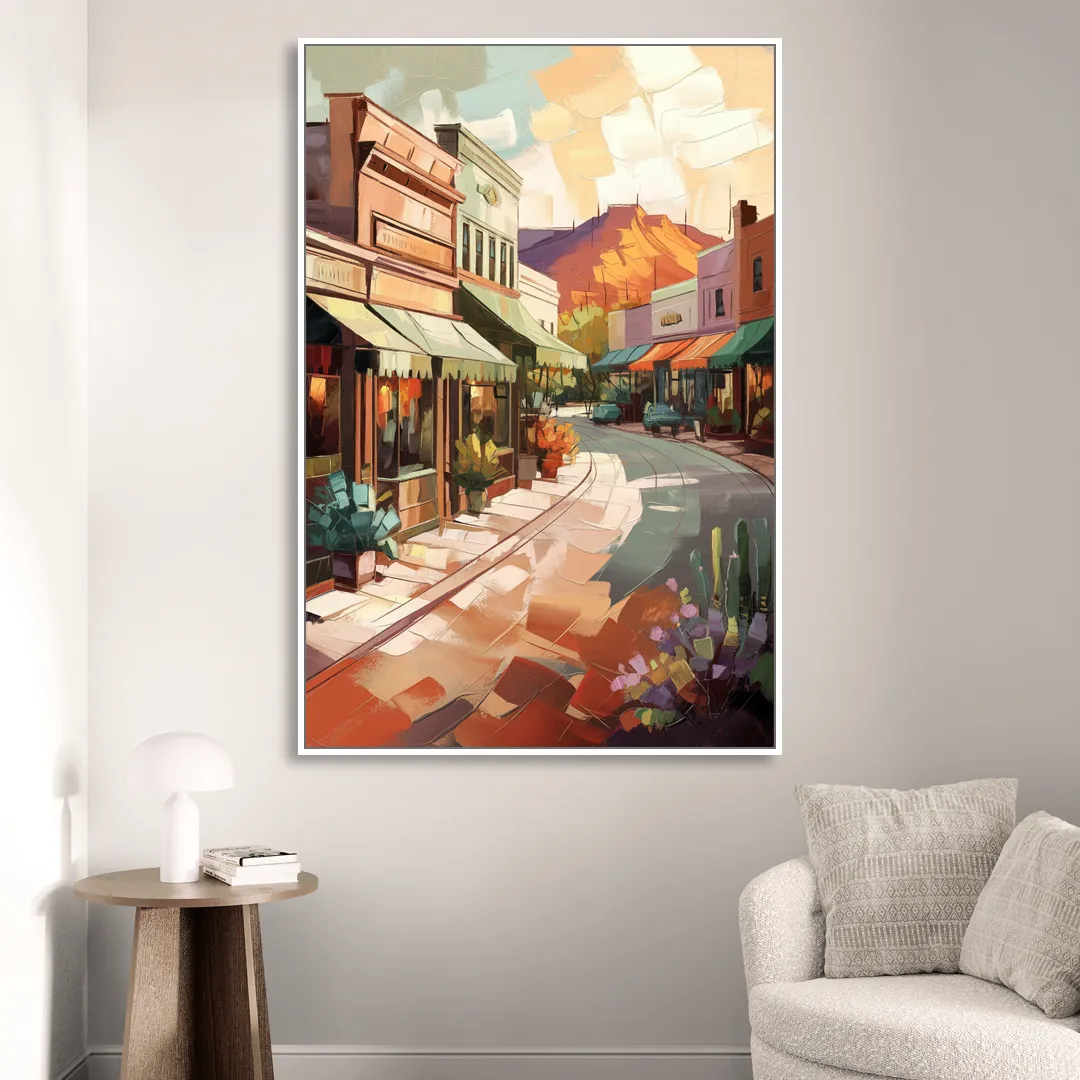 Bisbee Historic Streetscape Living Room - White Canvas Wall Art