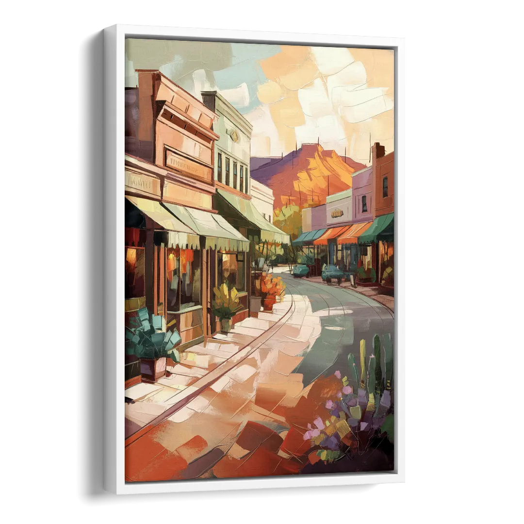 Bisbee Historic Streetscape Side - White Canvas Wall Art