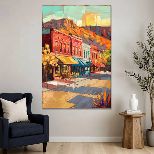 Bisbee Quaint Downtown View - Canvas Wall Art - Sofa - 40x60