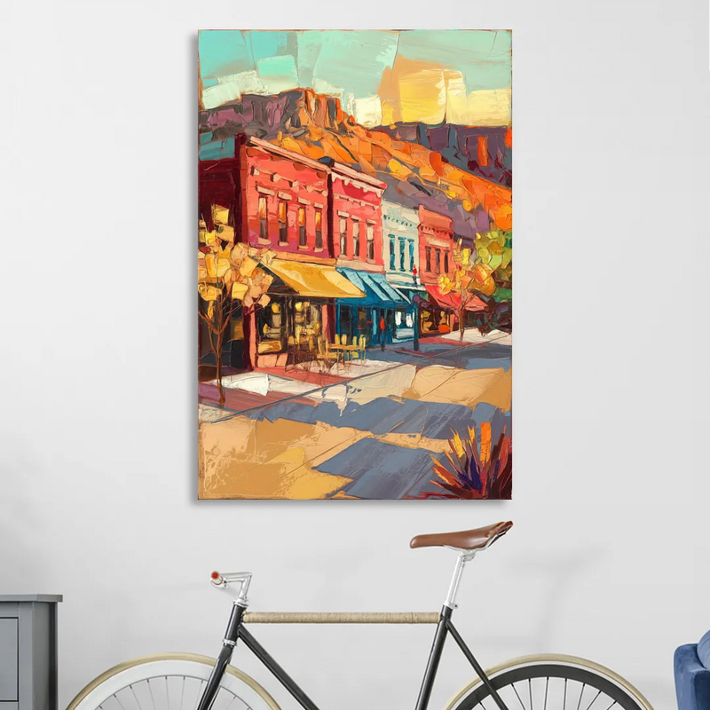 Bisbee Quaint Downtown View Living Room - Canvas Wall Art