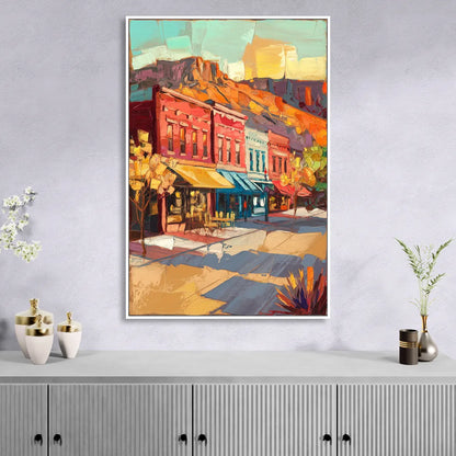 Bisbee Quaint Downtown View Sitting Room - White Canvas Wall Art