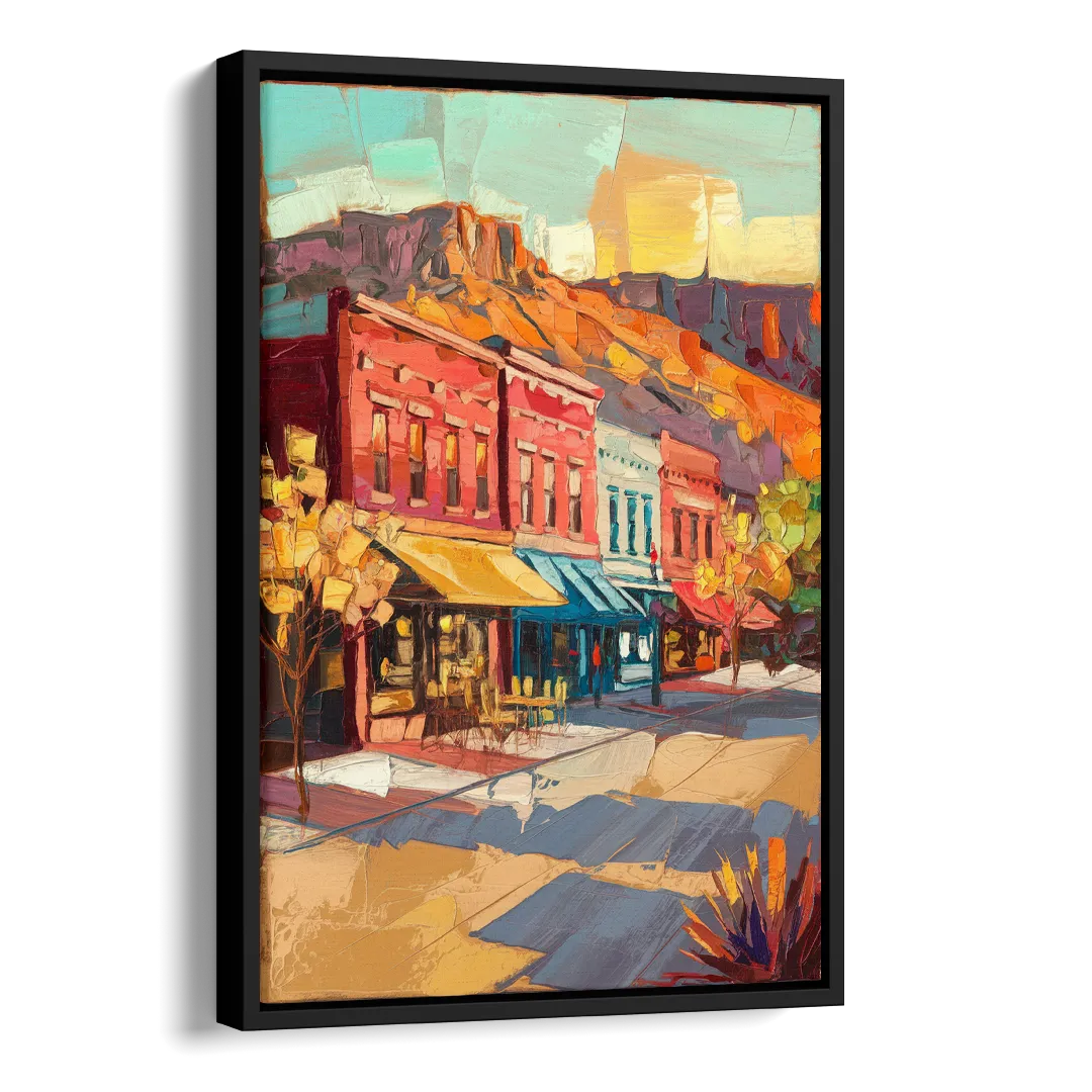 Bisbee Quaint Downtown View Side - Black Canvas Wall Art