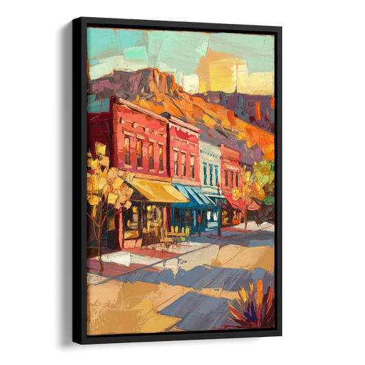 Bisbee Quaint Downtown View Side - Black Canvas Wall Art