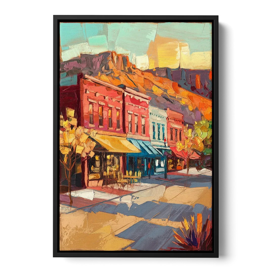 Bisbee Quaint Downtown View Front - Black Canvas Wall Art