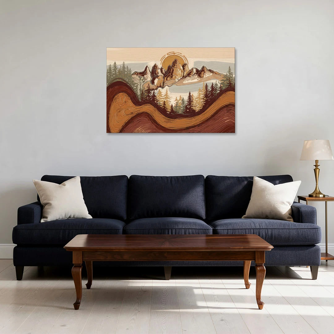 Bisbee Rustic Mountain Scene - Canvas Wall Art - Sofa - 36x24