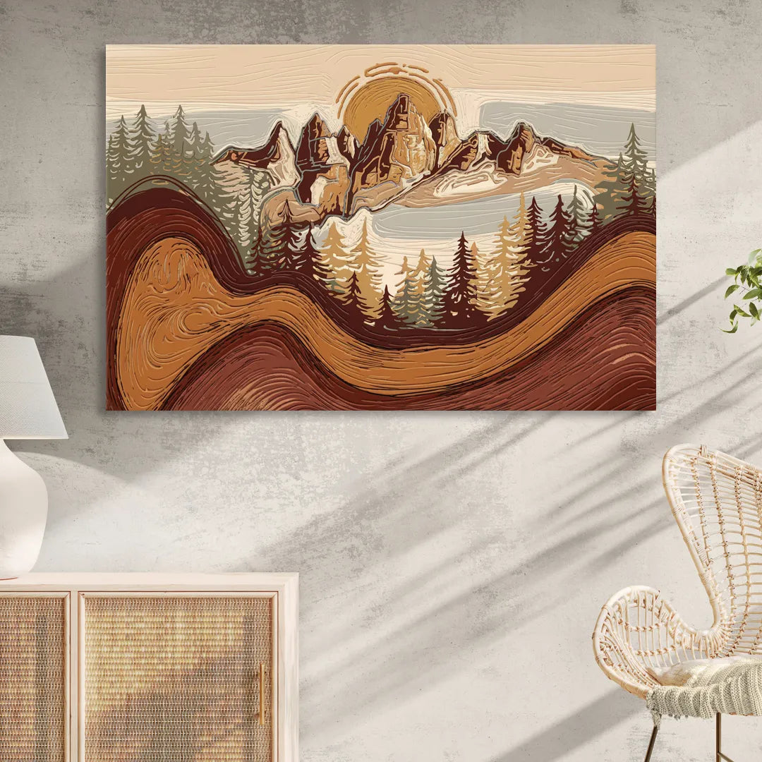 Bisbee Rustic Mountain Scene Living Room - Canvas Wall Art