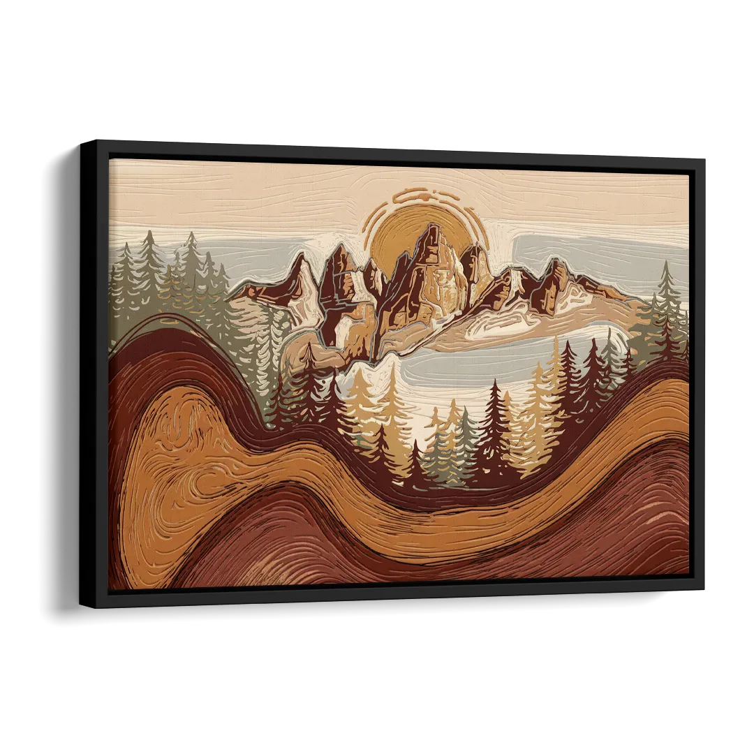 Bisbee Rustic Mountain Scene Side - Black Canvas Wall Art