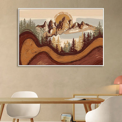Bisbee Rustic Mountain Scene Sitting Room - White Canvas Wall Art