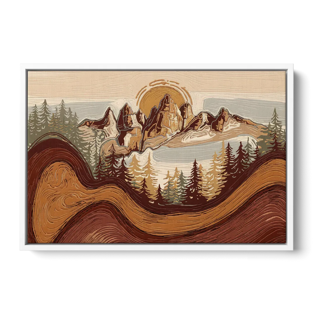 Bisbee Rustic Mountain Scene Front - White Canvas Wall Art