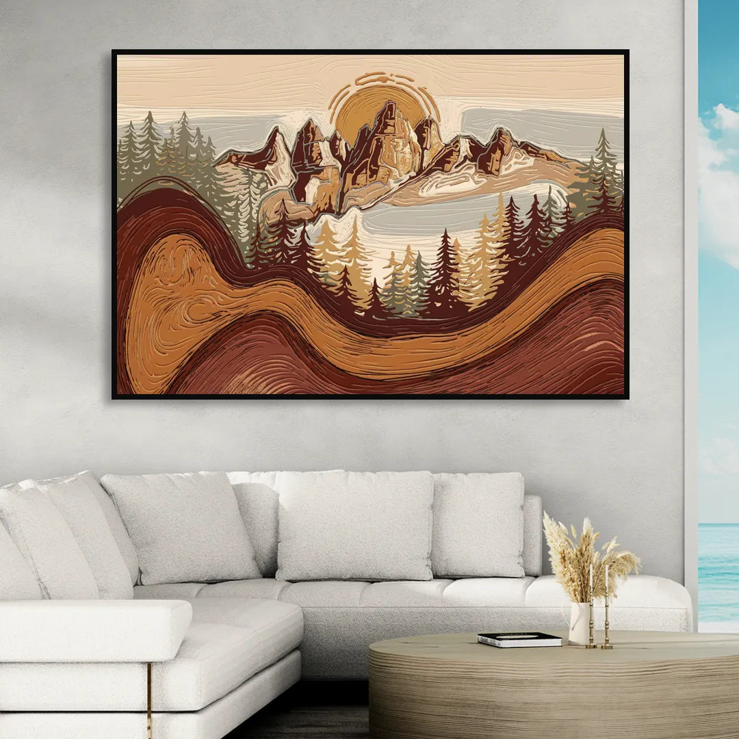Bisbee Rustic Mountain Scene Sitting Room - Black Canvas Wall Art