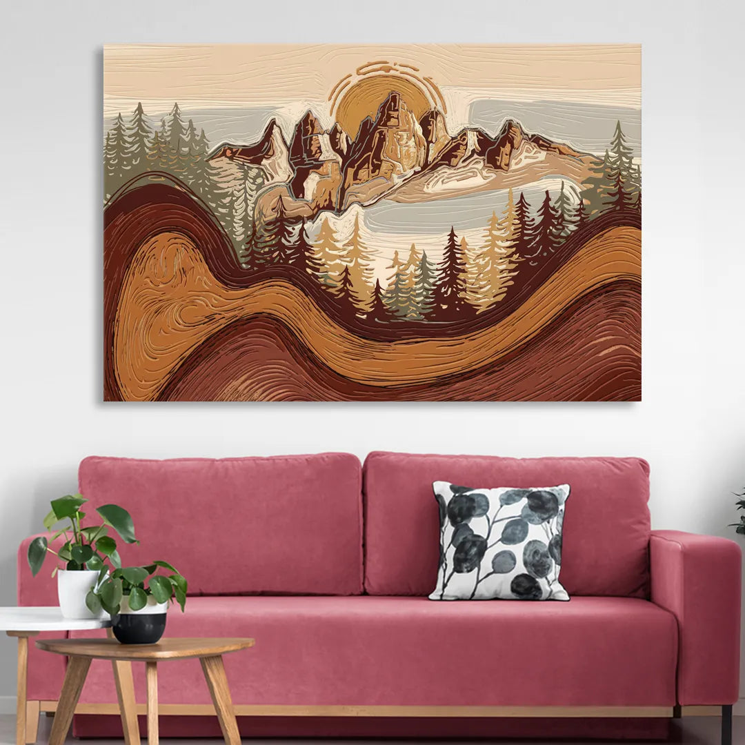 Bisbee Rustic Mountain Scene Sitting Room - Canvas Wall Art