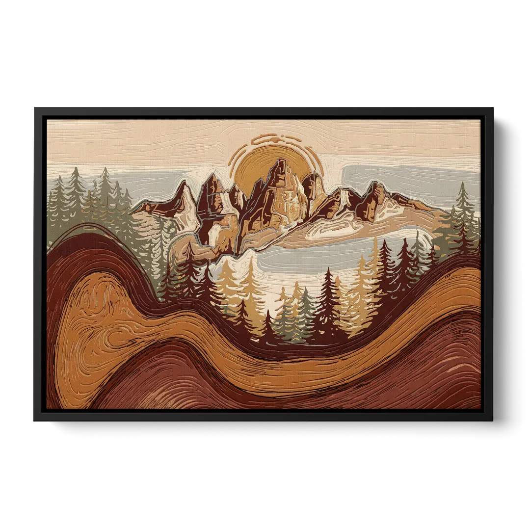 Bisbee Rustic Mountain Scene Front - Black Canvas Wall Art