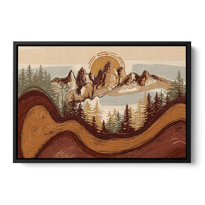 Bisbee Rustic Mountain Scene Front - Black Canvas Wall Art