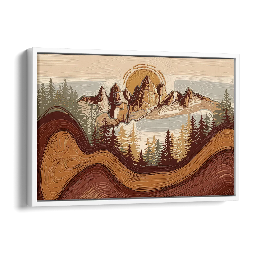 Bisbee Rustic Mountain Scene Side - White Canvas Wall Art