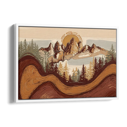 Bisbee Rustic Mountain Scene Side - White Canvas Wall Art