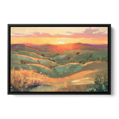 Bisbee Sunset Over Hills - Black Framed Canvas Wall Art - Front