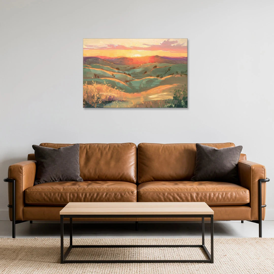 Bisbee Sunset Over Hills - Canvas Wall Art - Sofa - 36x24