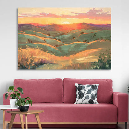 Bisbee Sunset Over Hills Living Room - Canvas Wall Art