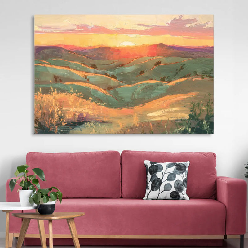 Bisbee Sunset Over Hills Living Room - Canvas Wall Art