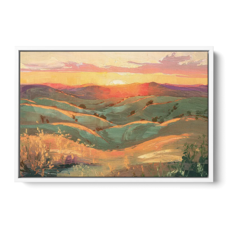 Bisbee Sunset Over Hills Front - White Canvas Wall Art