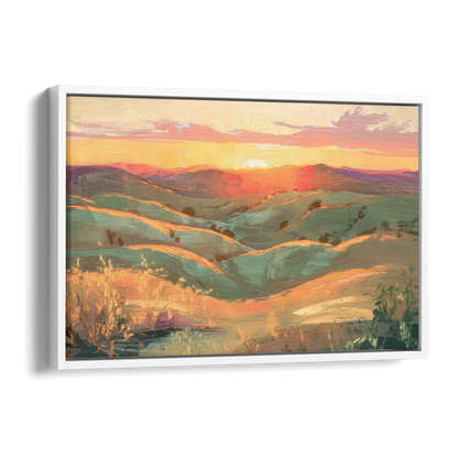 Bisbee Sunset Over Hills Side - White Canvas Wall Art