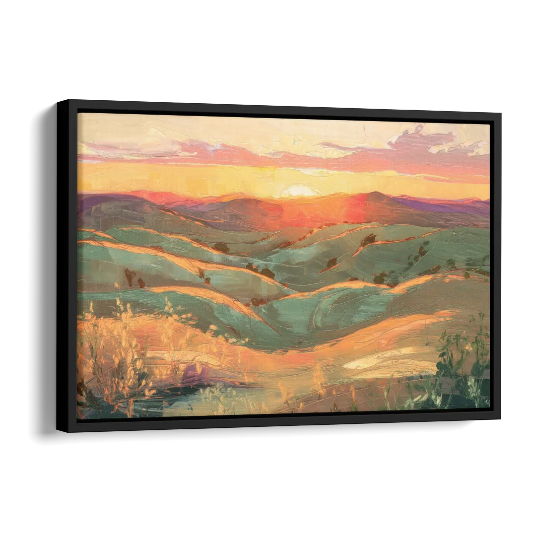 Bisbee Sunset Over Hills Side - Black Canvas Wall Art