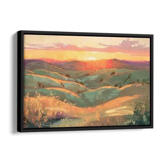 Bisbee Sunset Over Hills Side - Black Canvas Wall Art
