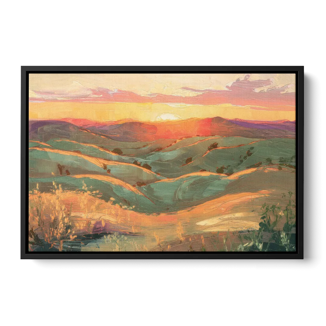 Bisbee Sunset Over Hills Front - Black Canvas Wall Art