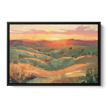 Bisbee Sunset Over Hills Front - Black Canvas Wall Art