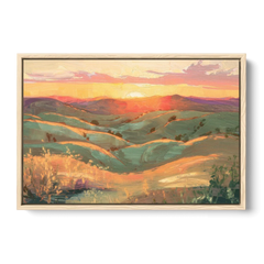 Bisbee Sunset Over Hills - Oak Framed Canvas Wall Art - Front