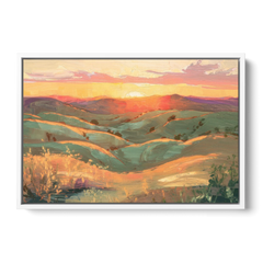 Bisbee Sunset Over Hills - White Framed Canvas Wall Art - Front