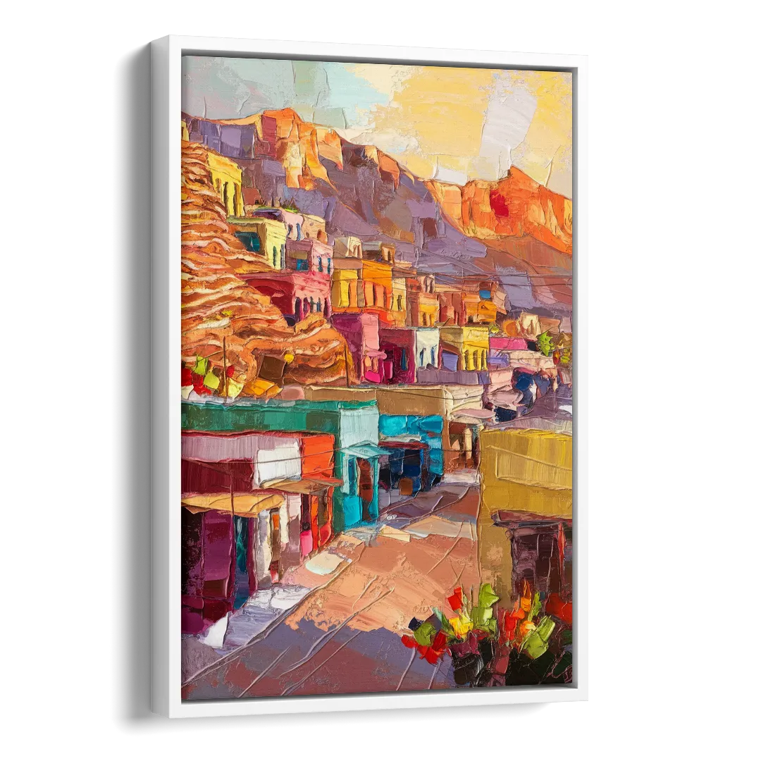 Bisbee Vibrant Skyline Side - White Canvas Wall Art