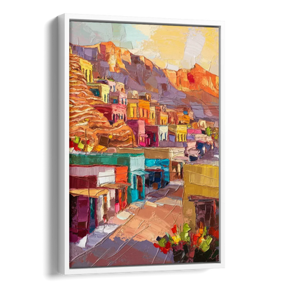 Bisbee Vibrant Skyline Side - White Canvas Wall Art