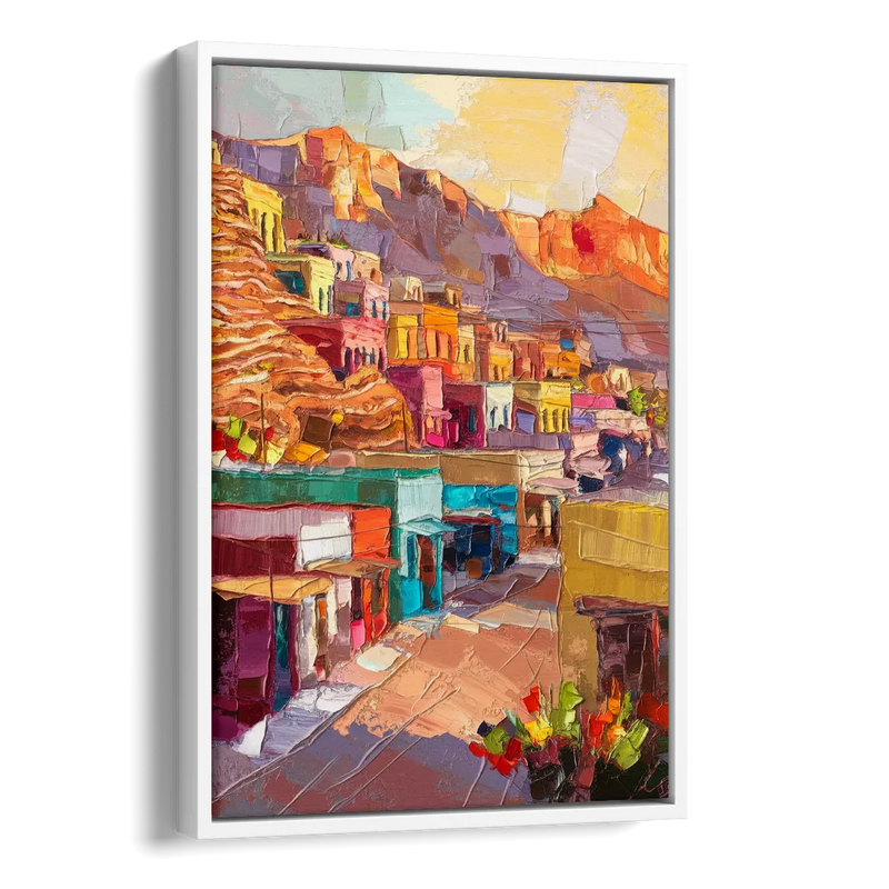 Bisbee Vibrant Skyline Side - White Canvas Wall Art