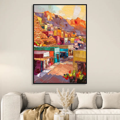 Bisbee Vibrant Skyline Living Room - Black Canvas Wall Art