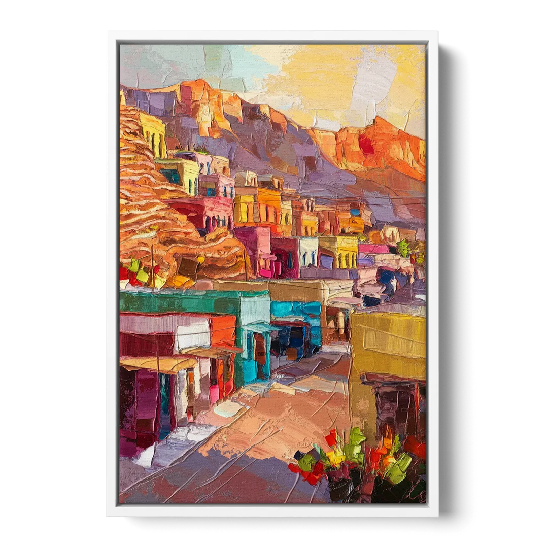 Bisbee Vibrant Skyline Front - White Canvas Wall Art