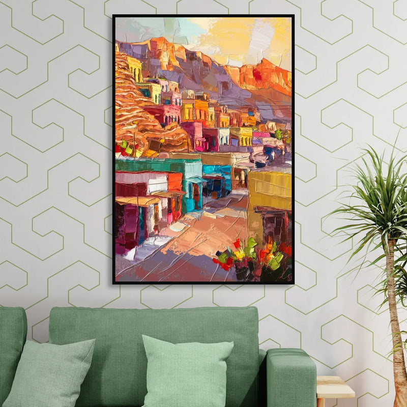 Bisbee Vibrant Skyline Sitting Room - Black Canvas Wall Art