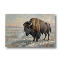 Bison Wall Art Winter Breath on the Prairie - Canvas Wall Art - Front
