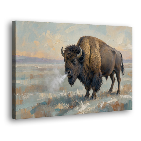Bison Wall Art Winter Breath on the Prairie - Canvas Wall Art - Side