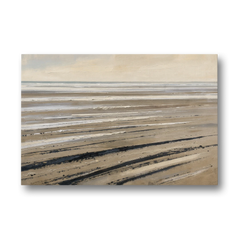 Black Brush Stroke Painting of Low Tide Sand - Canvas Wall Art - Front