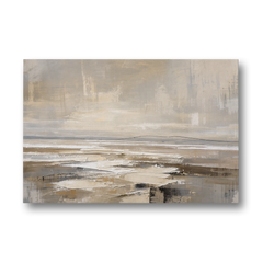 Black Line Abstract Painting Across a Salt Flat - Canvas Wall Art - Front