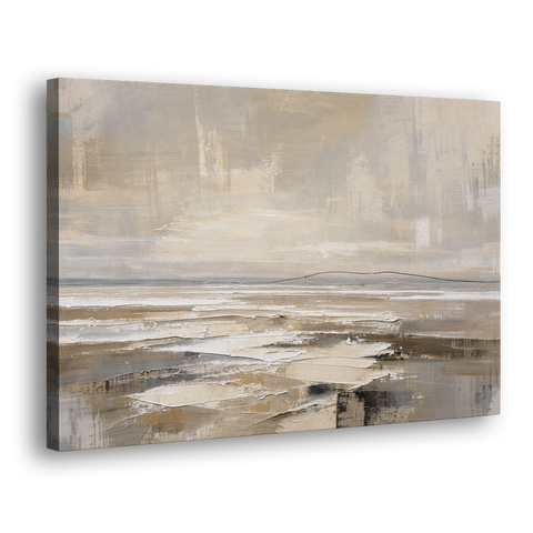 Black Line Abstract Painting Across a Salt Flat - Canvas Wall Art - Side