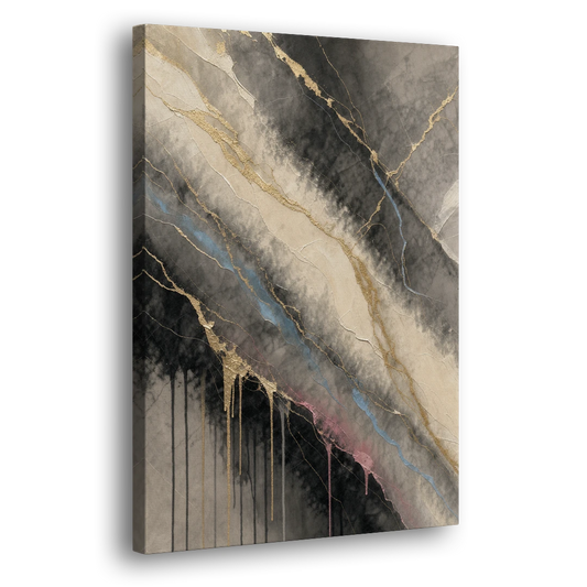 Black Marble with Gilded Veins for the Bathroom - Canvas Wall Art - Side