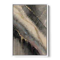 Black Marble with Gilded Veins for the Bathroom - White Framed Canvas Wall Art - Front
