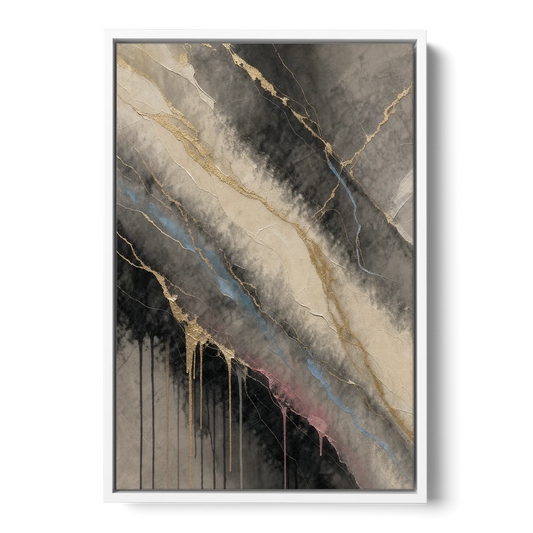 Black Marble with Gilded Veins for the Bathroom - White Framed Canvas Wall Art - Front