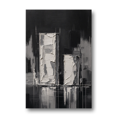 Black Minimalist Wall Art of Tall and Short Blocks - Canvas Wall Art - Front