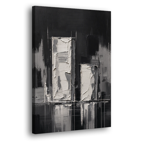 Black Minimalist Wall Art of Tall and Short Blocks - Canvas Wall Art - Side