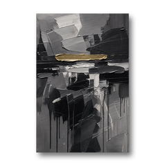 Black and Gold Abstract Knife Field for the Modern Office - Canvas Wall Art - Front