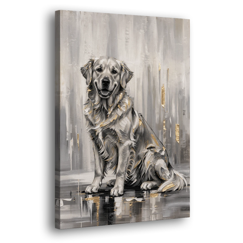Black and Gold Golden Retriever Painting - Canvas Wall Art